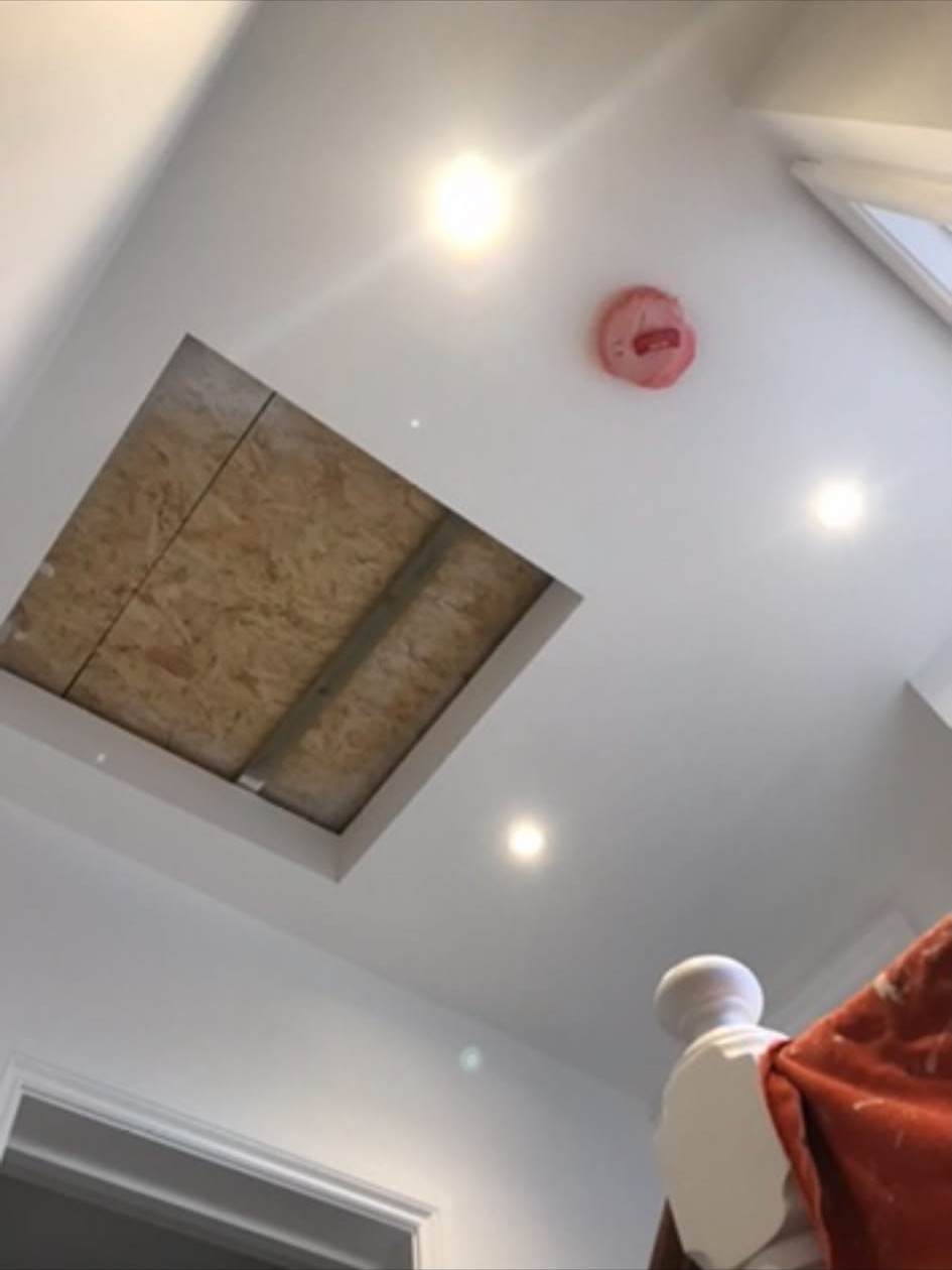 Recessed LED downlights installed and wired into a finished ceiling