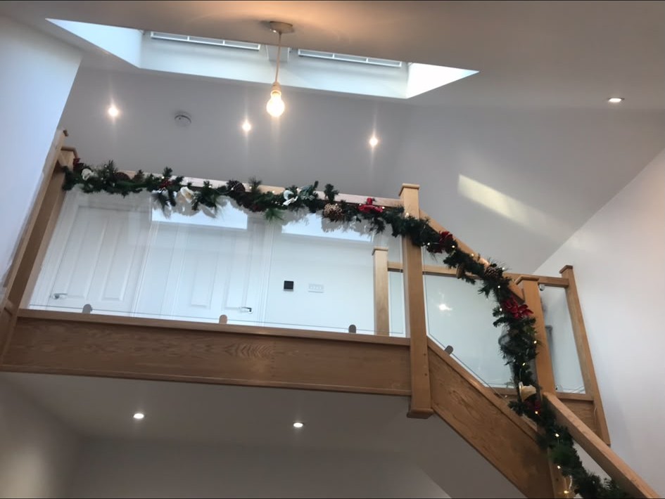 Recessed LED downlights installed and wired into a finished ceiling