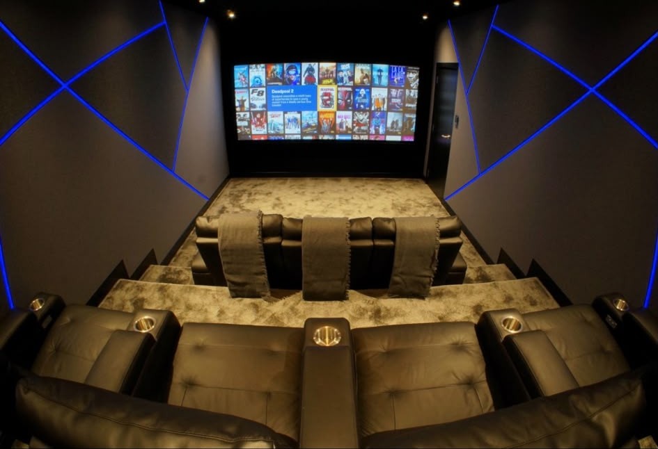 Home cinema and media room lighting with concealed LED detail installed
