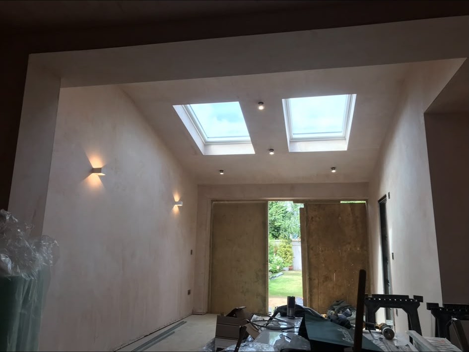 Wall light installation completed and switched in a finished room