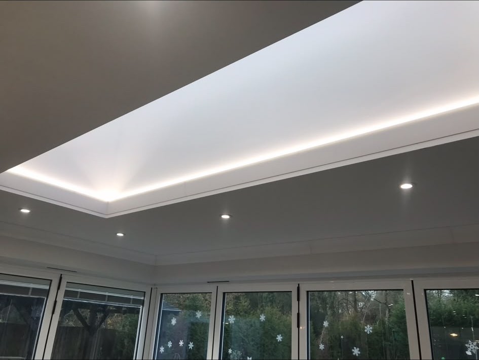 LED strip and cove lighting installed to ceilings, handrails and skylight reveals