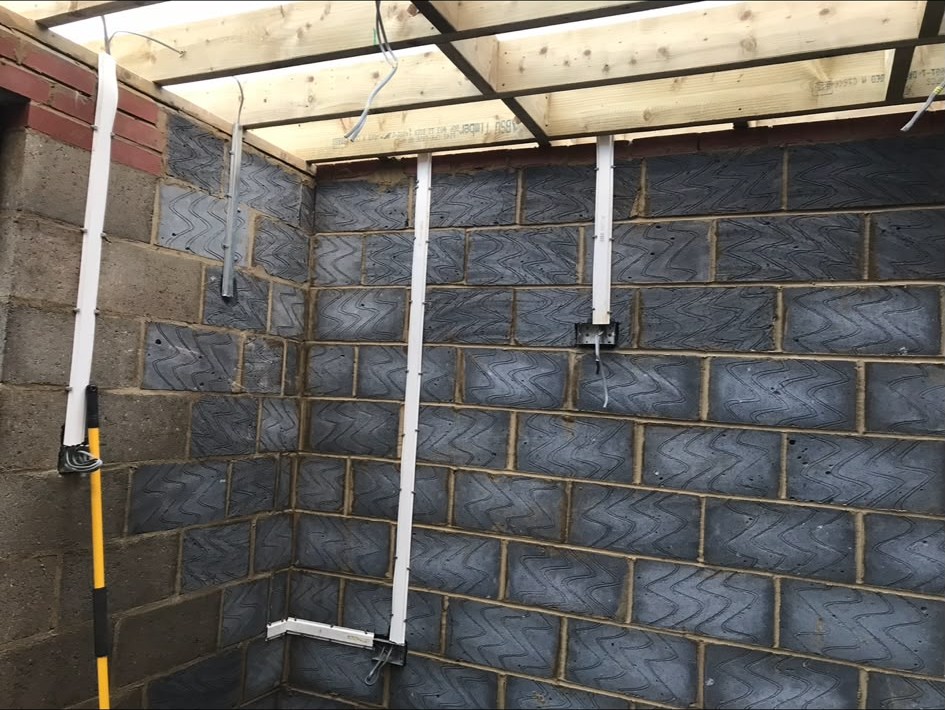 Garage power and lighting circuits wired in surface trunking